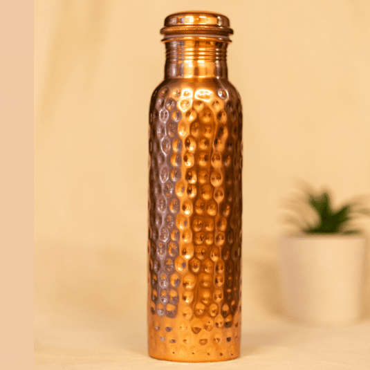 Copper water bottle Hammered 650ml image 0