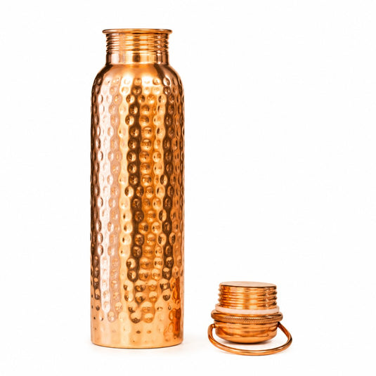 Pure Copper Water Bottle - 950 ml with hanger (Hammered)