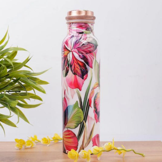 Pink Blossom Print Copper Bottle 950 ml image 0