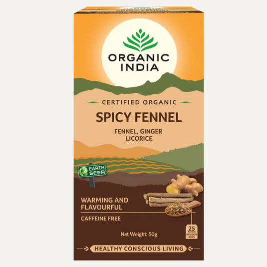 Organic India Tulsi Spicy Fennel Tea – Digestive & Refreshing Herbal Blend (25 Tea Bags) image 0