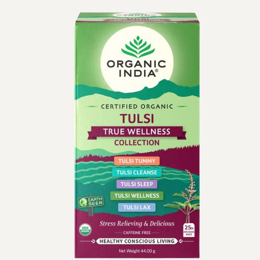 Organic India Tulsi Wellness Collection – 5 Flavours of Herbal Tulsi Teas (25 Tea Bags) image 0