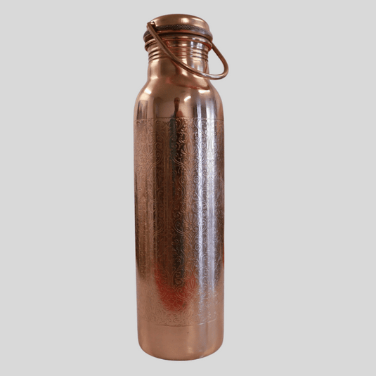 Copper Water Bottle Embossed with Hanger 950ml image 0