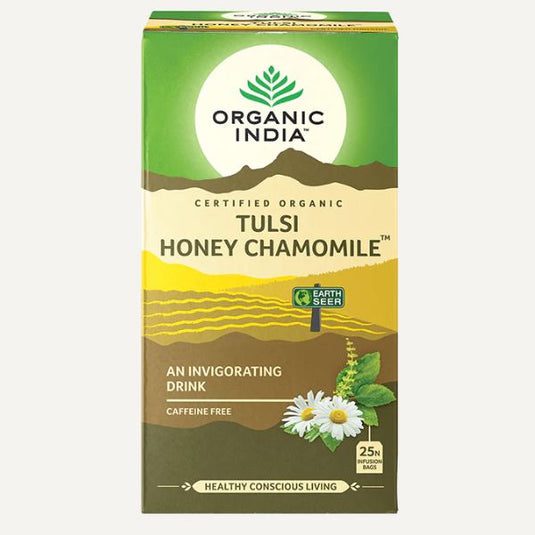 Organic India Tulsi Honey Chamomile Tea – Calming & Stress Relief Herbal Tea (25 Tea Bags) image 0
