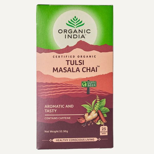 Organic India Tulsi Masala Chai – Ayurvedic Spiced Herbal Tea (25 Tea Bags) image 0