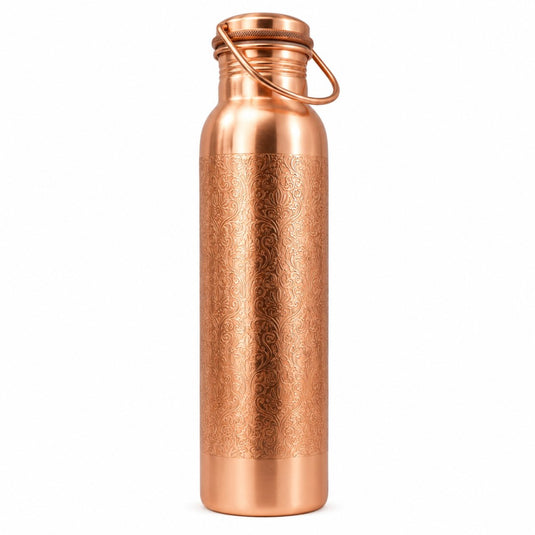 Copper Water Bottle Embossed with Hanger 950ml
