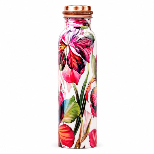 Pink Blossom Print Copper Bottle 950 ml