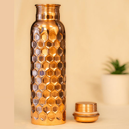 Copper Water Bottle Diamond (1 litre) image 0